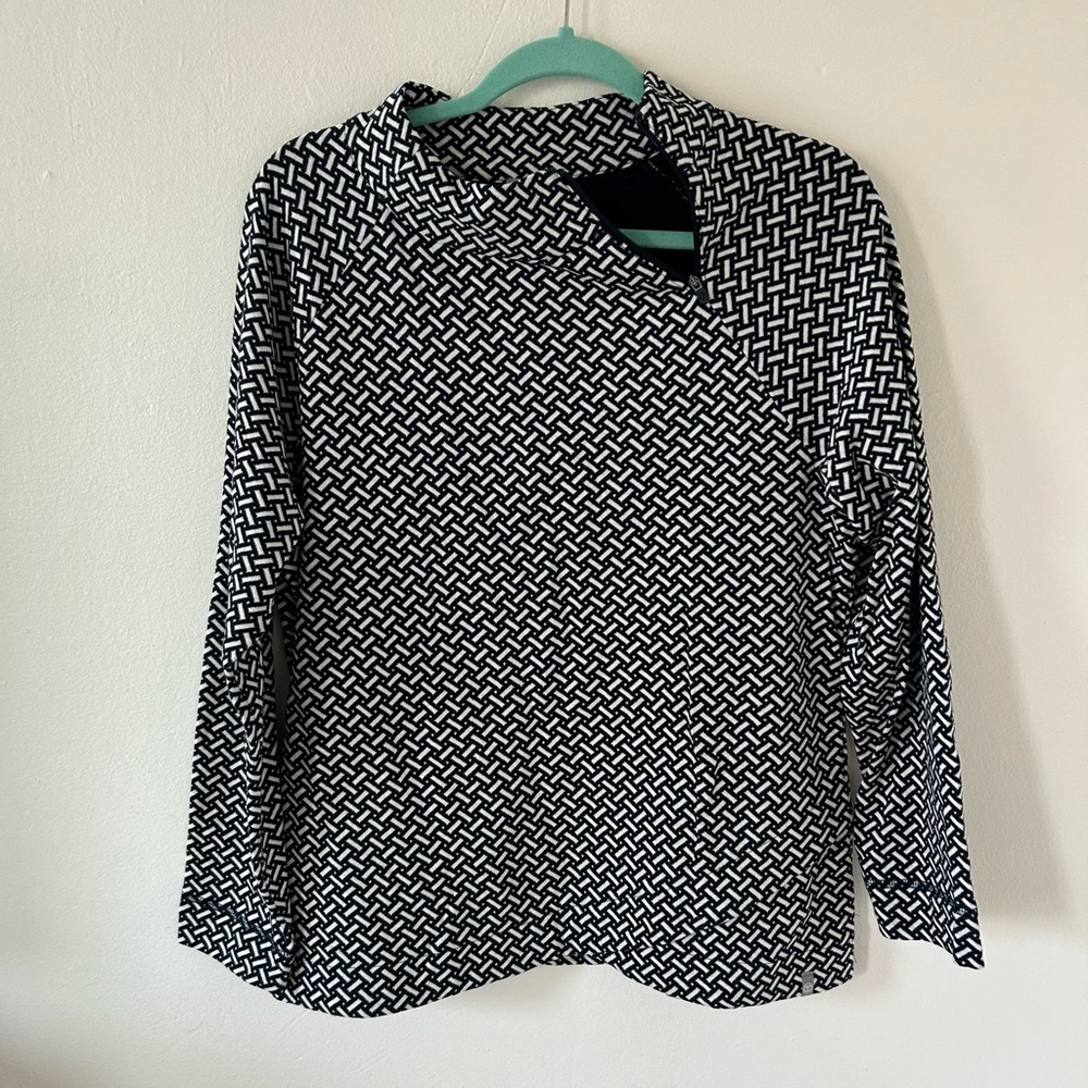 Talbots Black and White Patterned Top